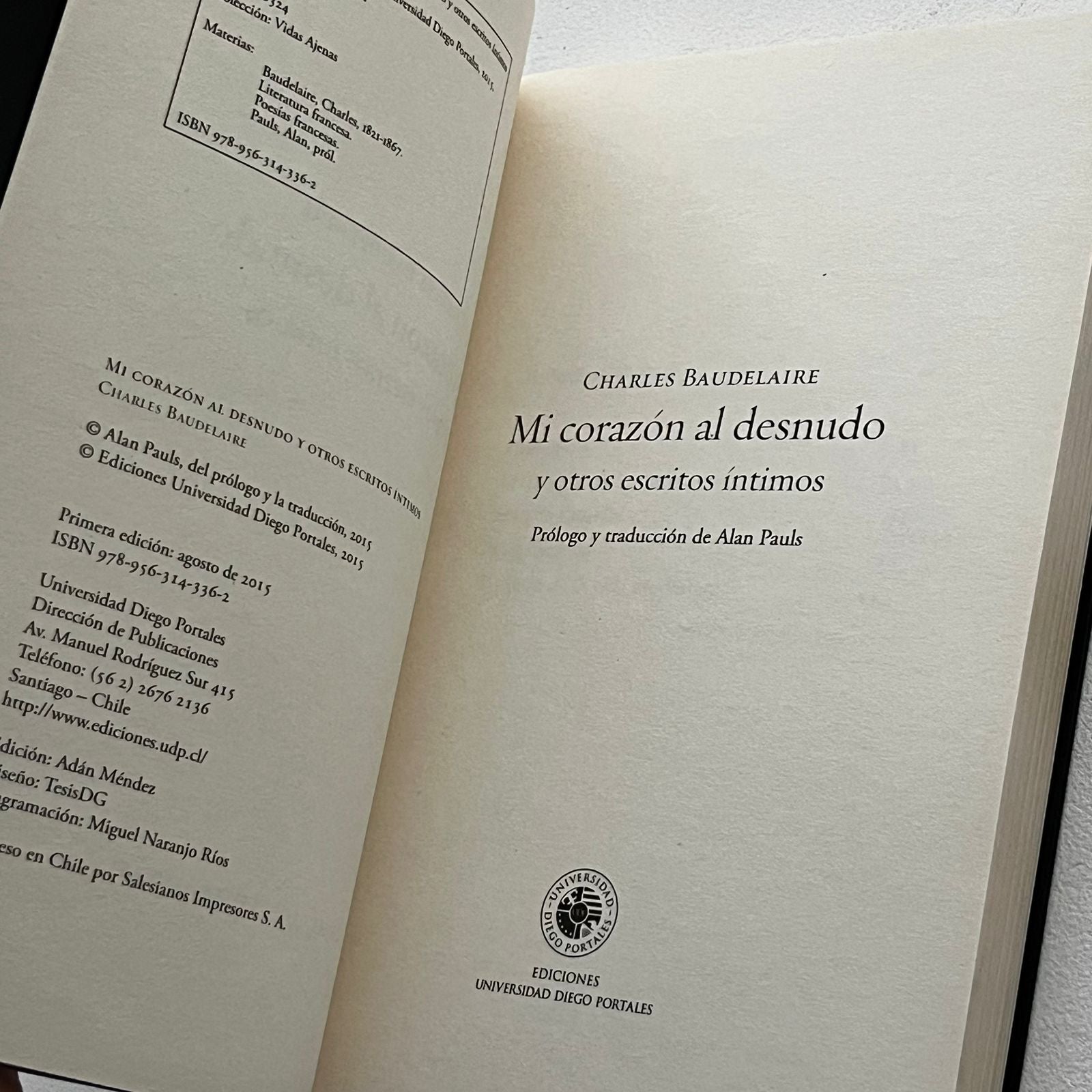 Mi corazón al desnudo - Charles Baudelaire - UDP - Libro Nuevo