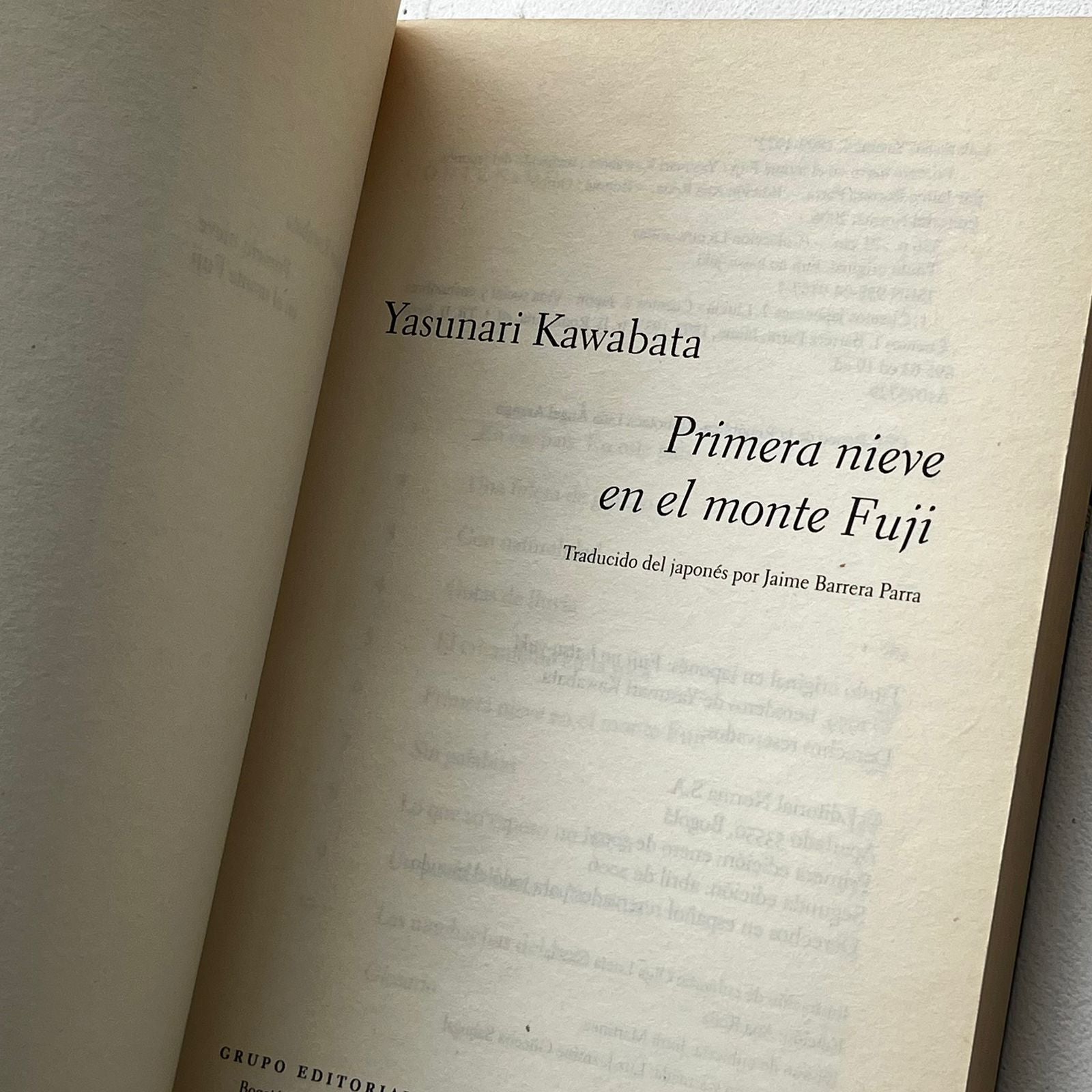 Primera Nieve en el monte Fuji  - Yasunari Kawabata - Norma - Libro Usado