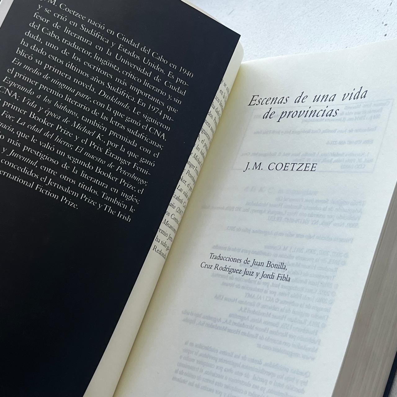 Escenas de una vida de provincias  - J.M. Coetzee - Mondadori - Tapa Blanda - Libro Usado