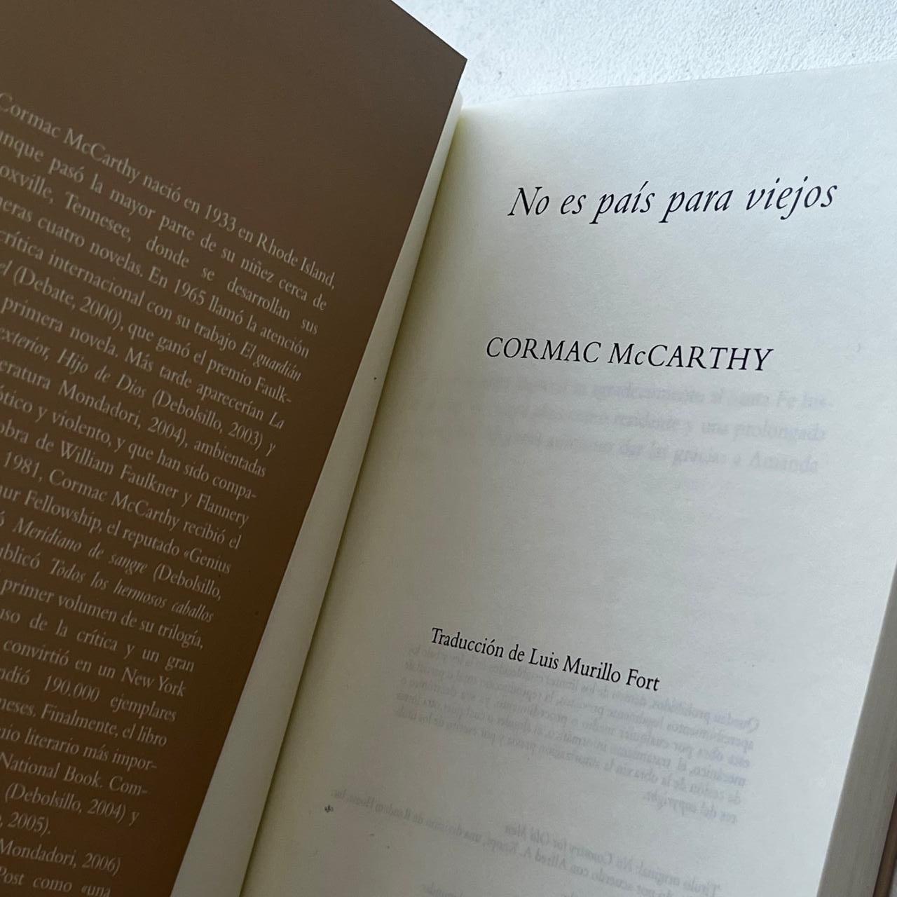 No es país para viejos - Cormac McCarthy - Editorial Mondadori  - Libro Usado