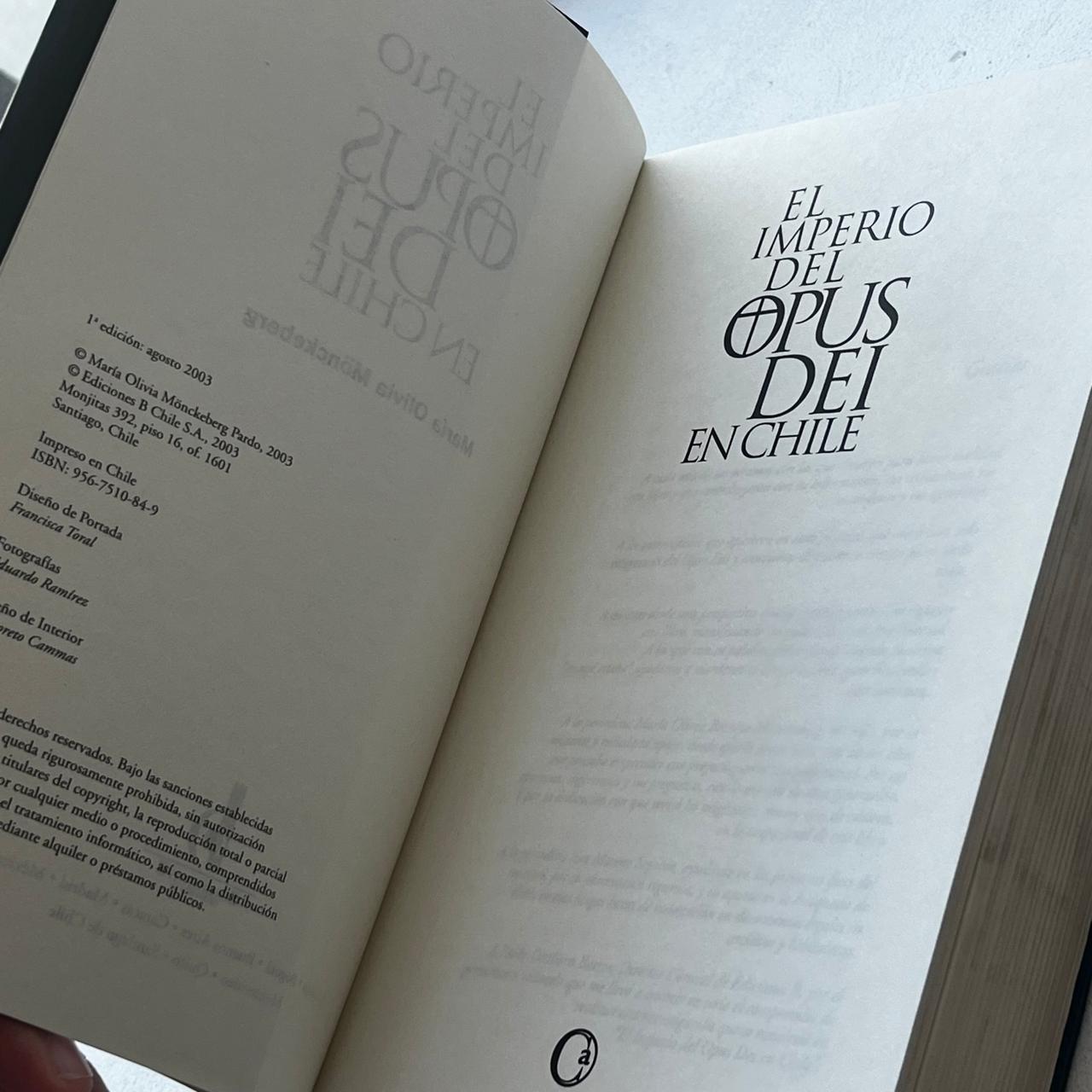 El imperio del Opus Dei en Chile - María Olivia Monckeberg - Ediciones B - Tapa Blanda - Libro Usado
