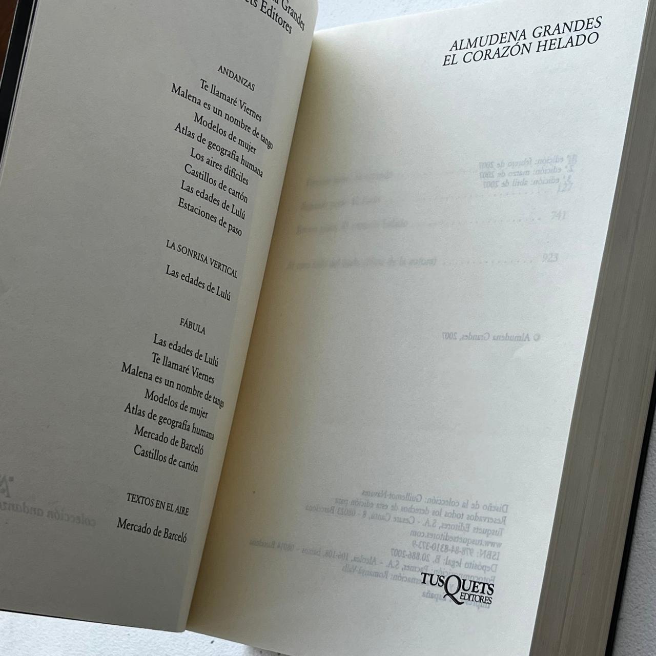 El corazón helado – Almudena Grandes - Tusquets Andanzas - Libro Usado