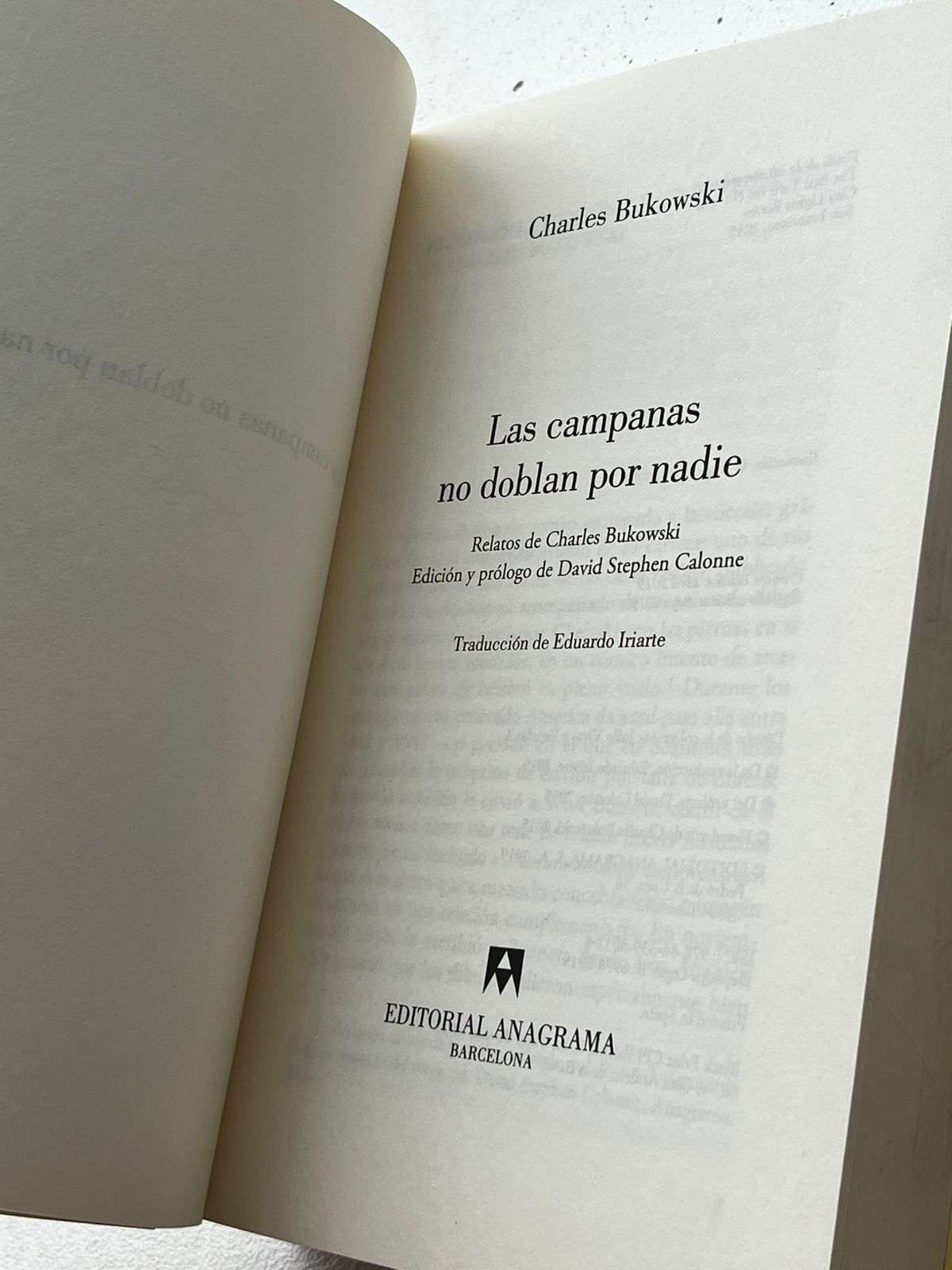 Las campanas no doblan por nadie – Charles Bukowski - Anagrama - Libro Usado