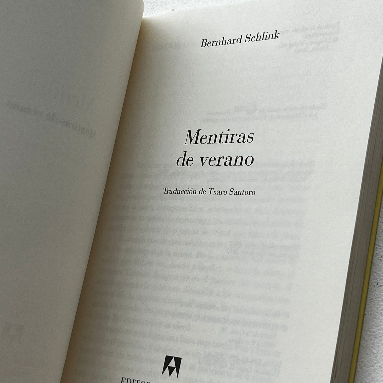 Mentiras de verano – Bernhard Schlink - Anagrama - Tapa Blanda - Libro Usado