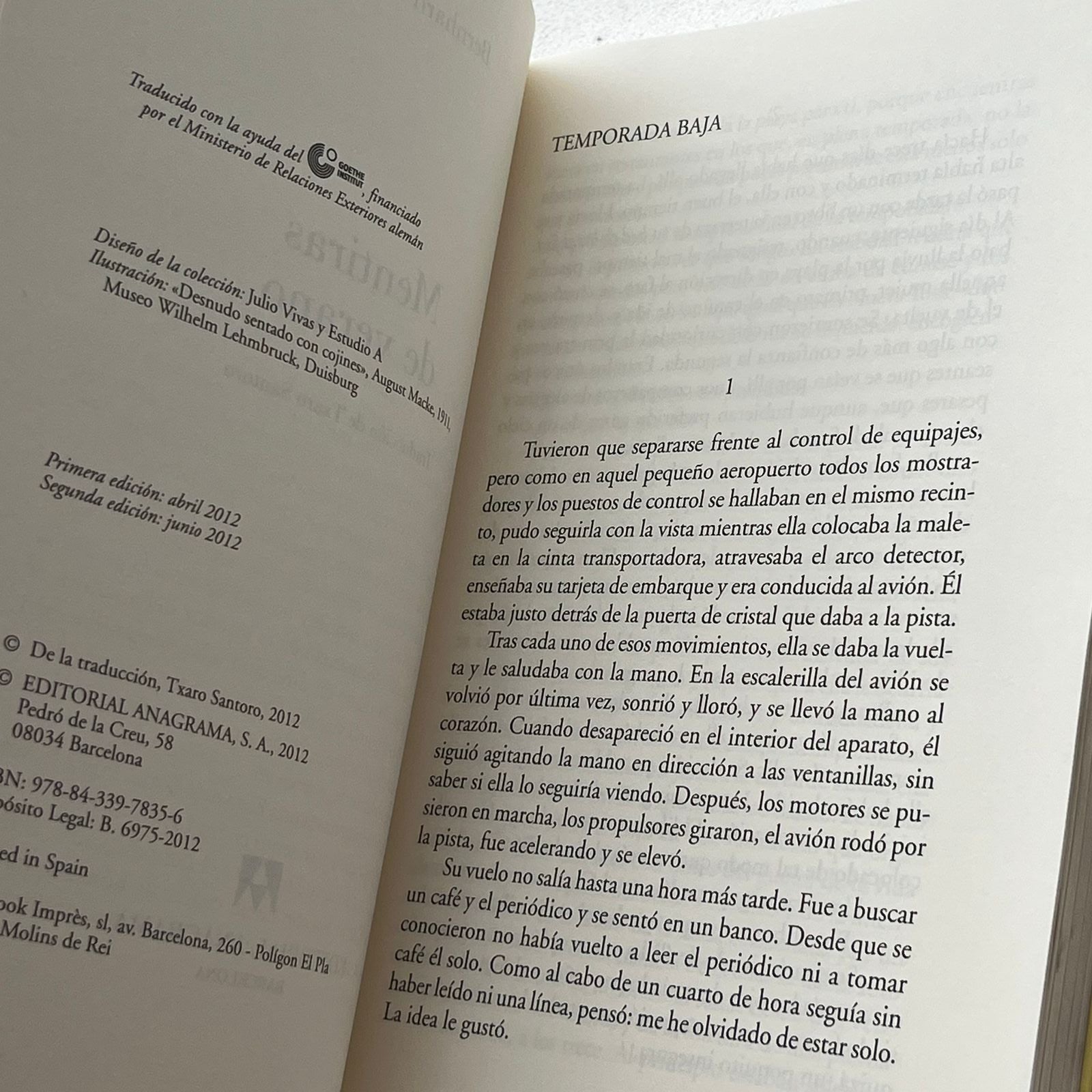 Mentiras de verano – Bernhard Schlink - Anagrama - Tapa Blanda - Libro Usado