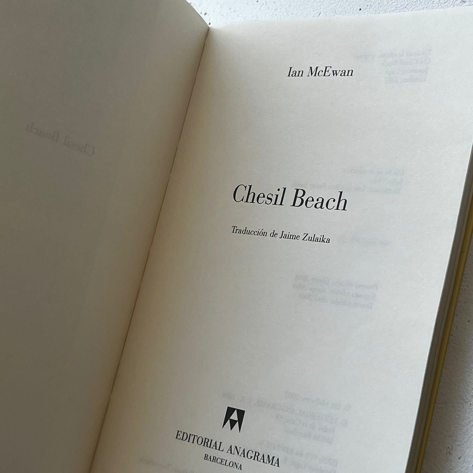 Chesil Beach – Ian McEwan - Anagrama - Libro Usado