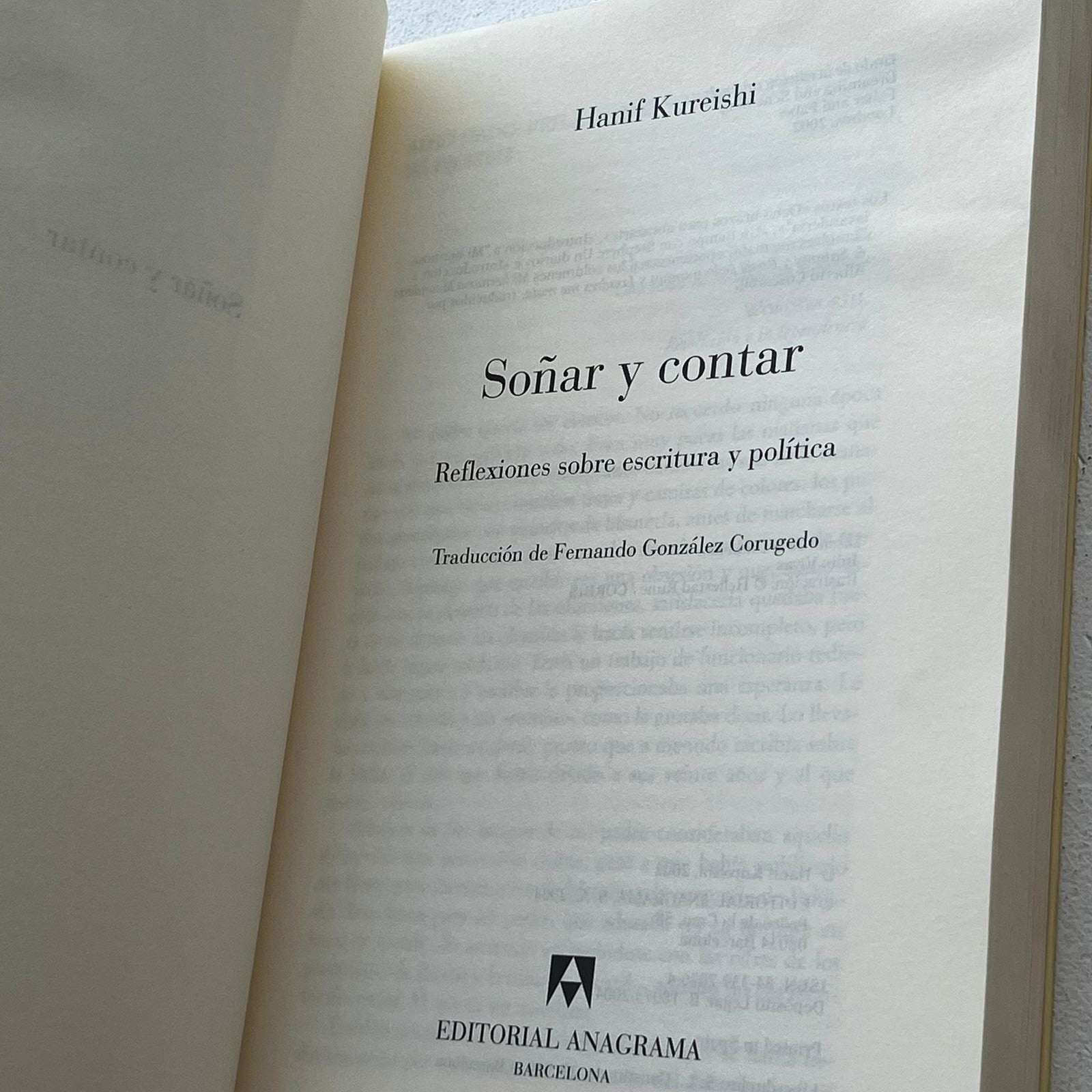 Soñar y contar - Hanif Kureishi - Anagrama - Tapa Blanda- Libro Usado