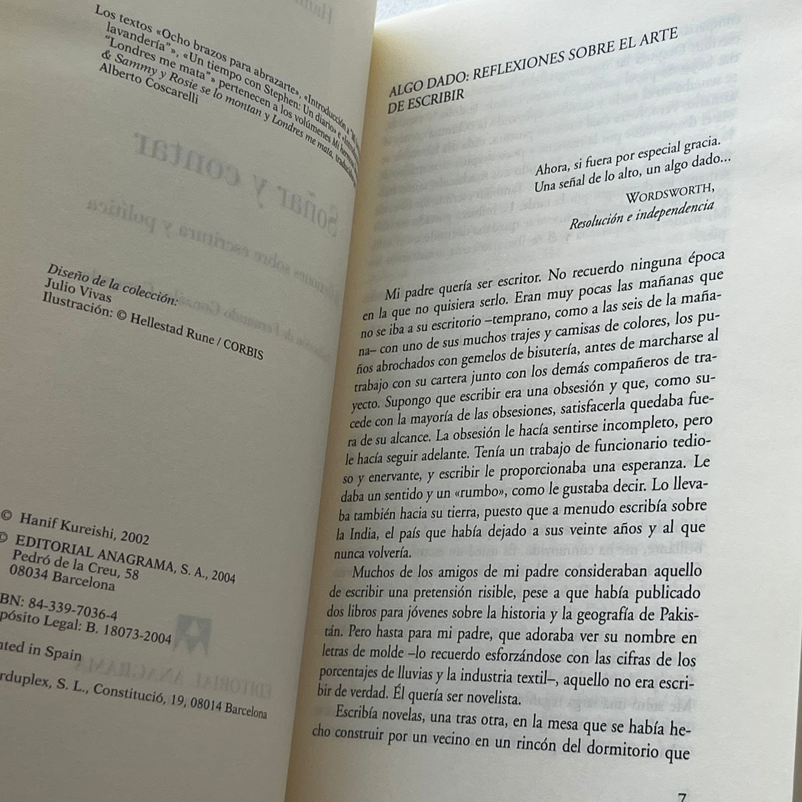 Soñar y contar - Hanif Kureishi - Anagrama - Tapa Blanda- Libro Usado
