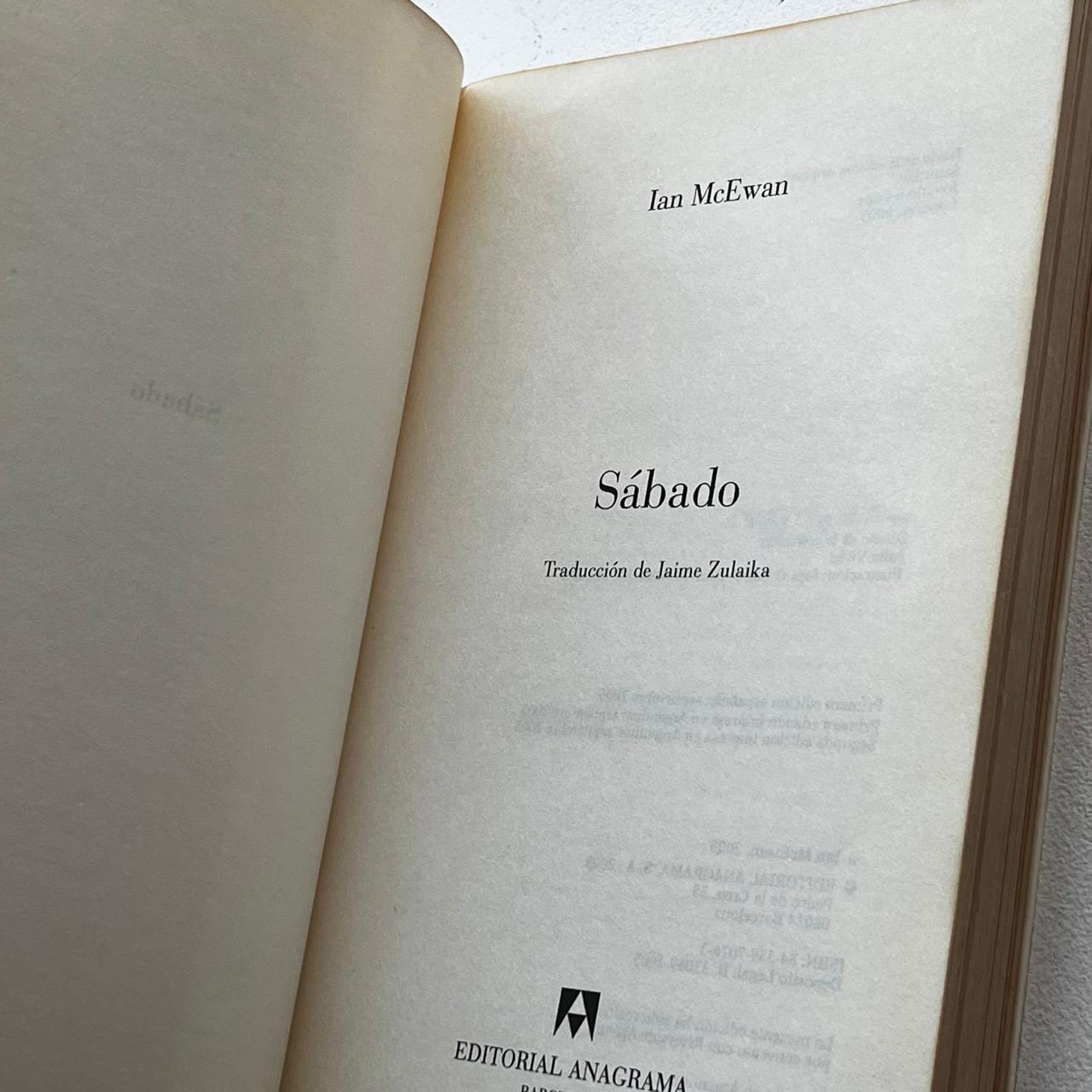 Sábado - Ian McEwan - Editorial Anagrama - Tapa Blanda - Libro Usado