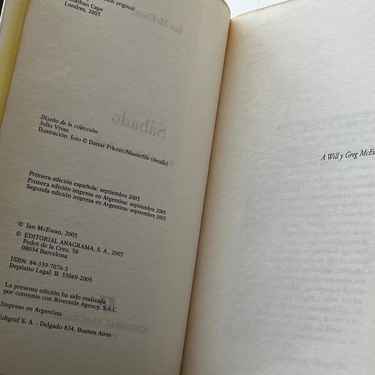 Sábado - Ian McEwan - Editorial Anagrama - Tapa Blanda - Libro Usado