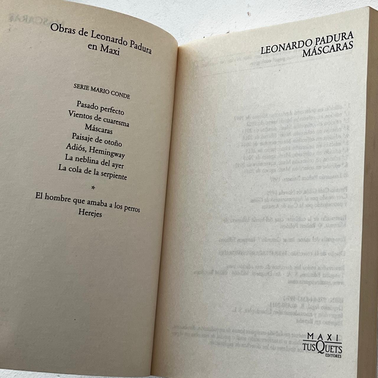 Máscaras - Leonardo Padura - Tusquets - Tapa Blanda - Libro Usado