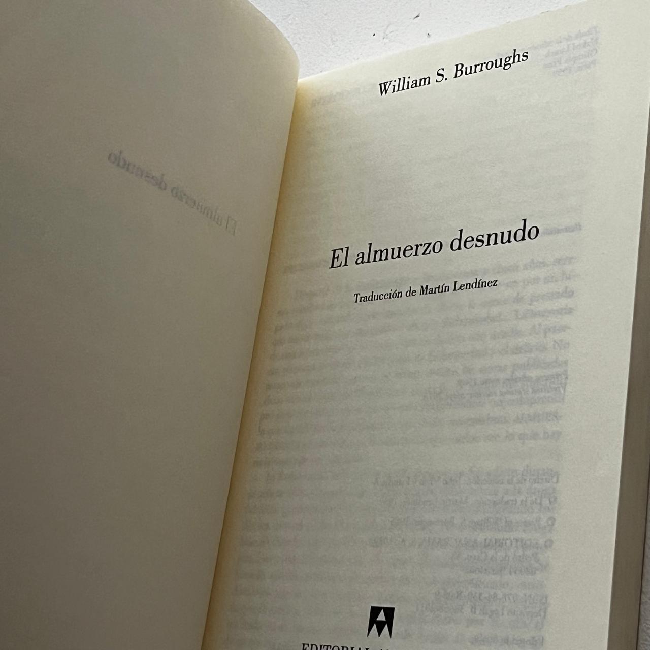 El almuerzo desnudo - William S. Burroughs - Editorial Anagrama  - Libro Usado