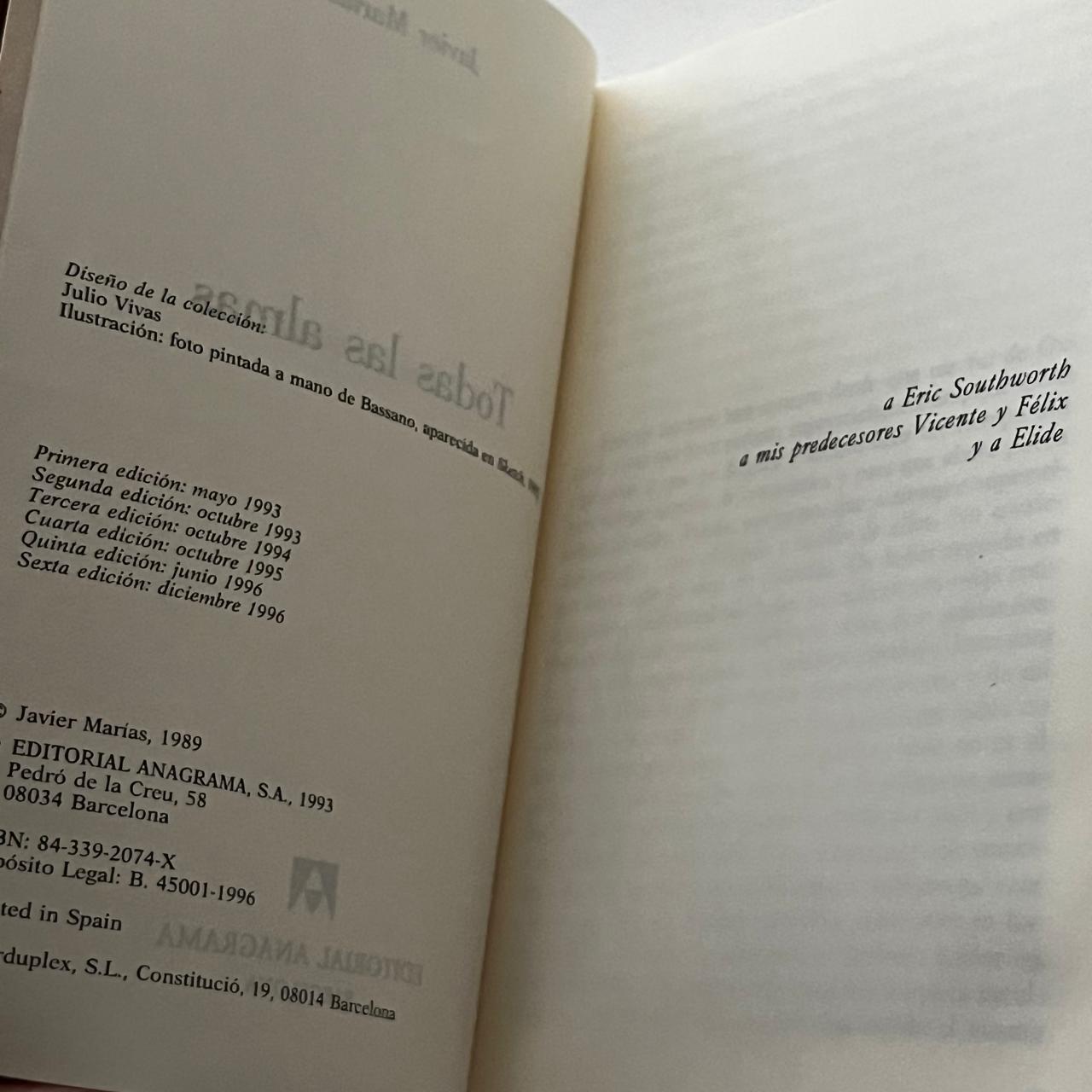 Todas las almas - Javier Marías - Anagrama - Libro Usado