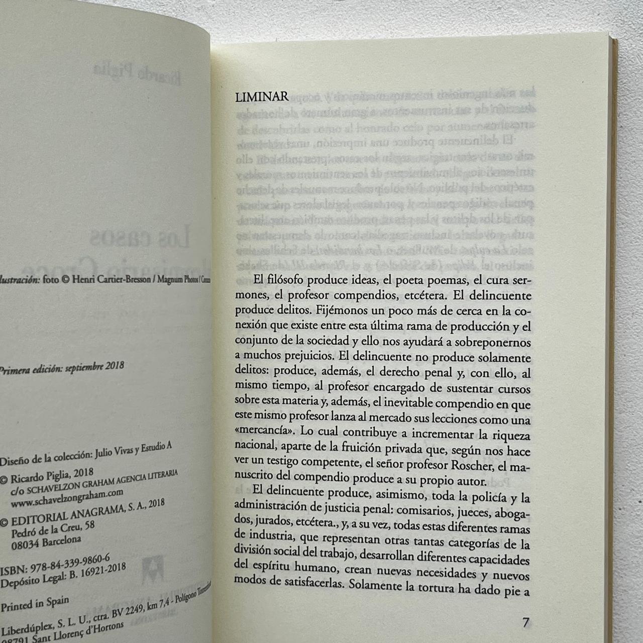 Los casos del comisario Croce  - Ricardo Piglia - Anagrama  - Libro Usado
