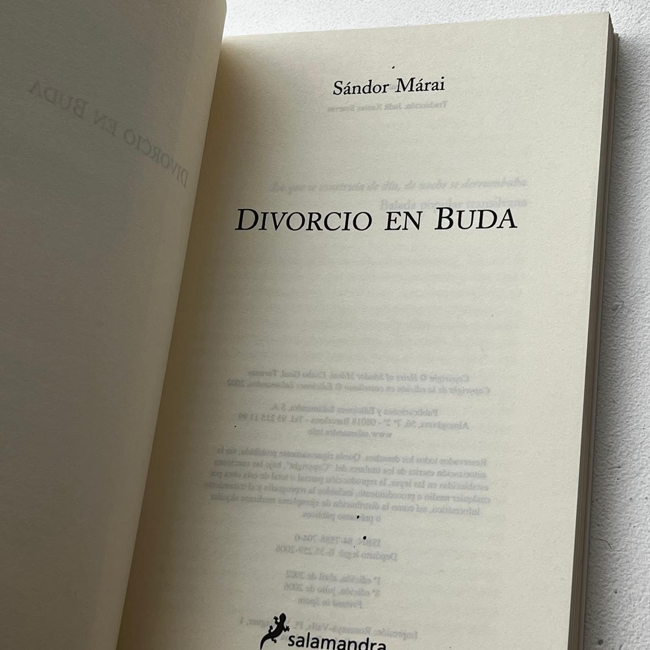 Divorcio En Buda - Sandor Marai - Salamandra - Libro Usado