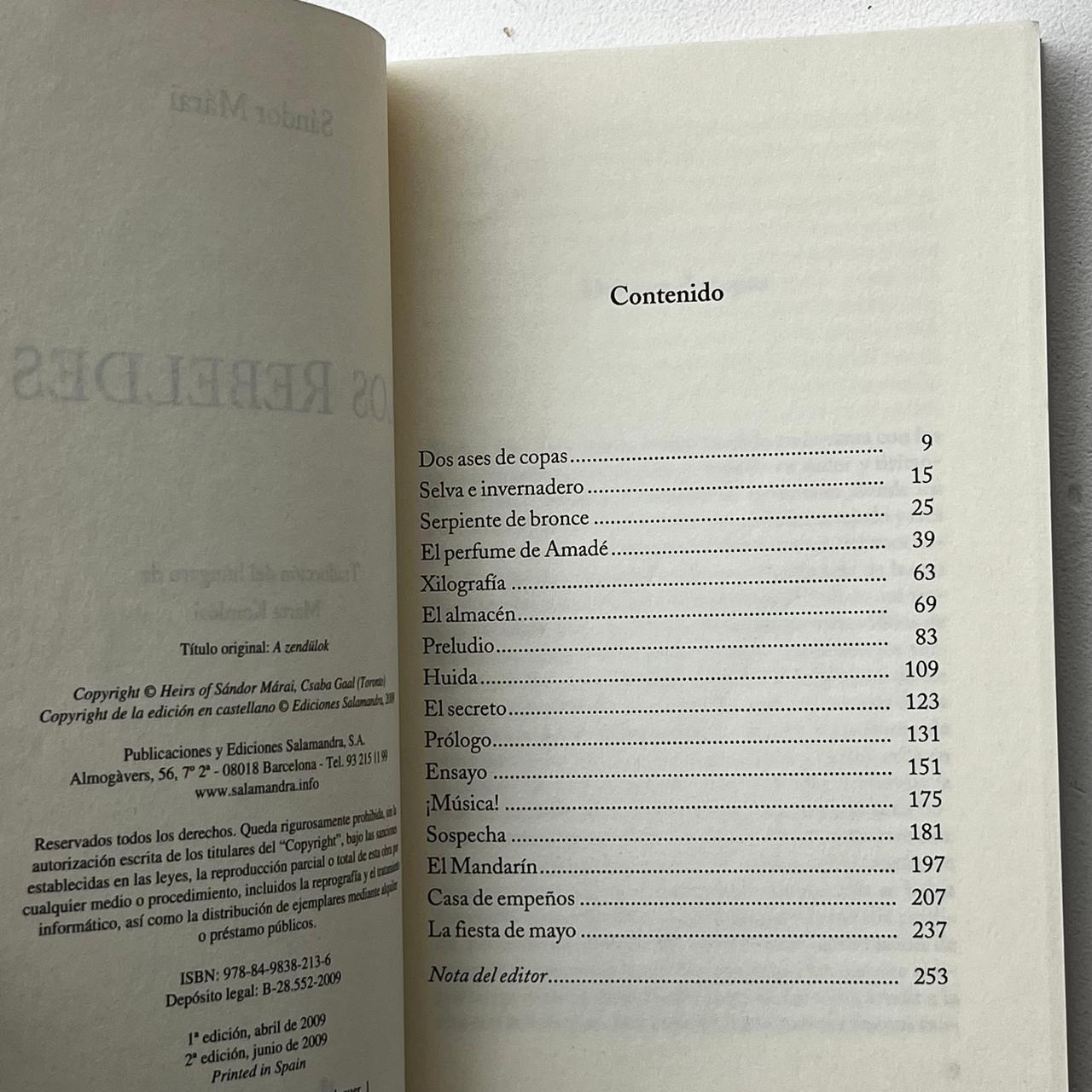 Los rebeldes - Sándor Márai - Salamandra - Tapa Blanda - Libro Usado
