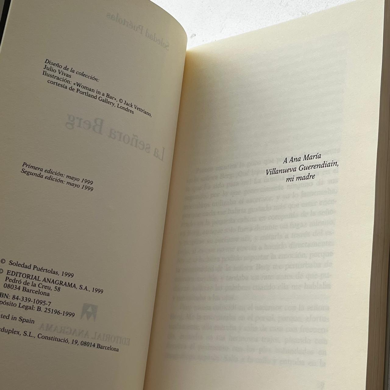 La señora Berg – Soledad Puértolas - Anagrama - Libro Usado