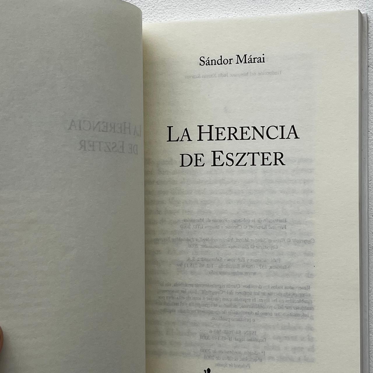 La herencia de Eszter - Sándor Márai - Salamandra - Libro Usado