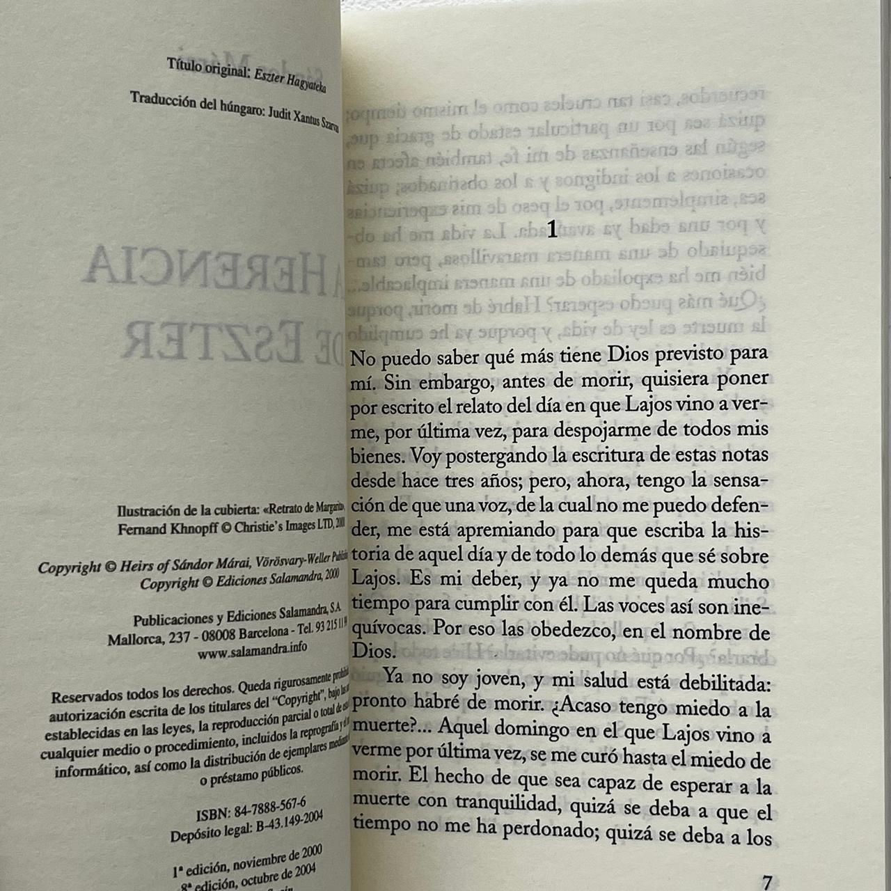 La herencia de Eszter - Sándor Márai - Salamandra - Libro Usado