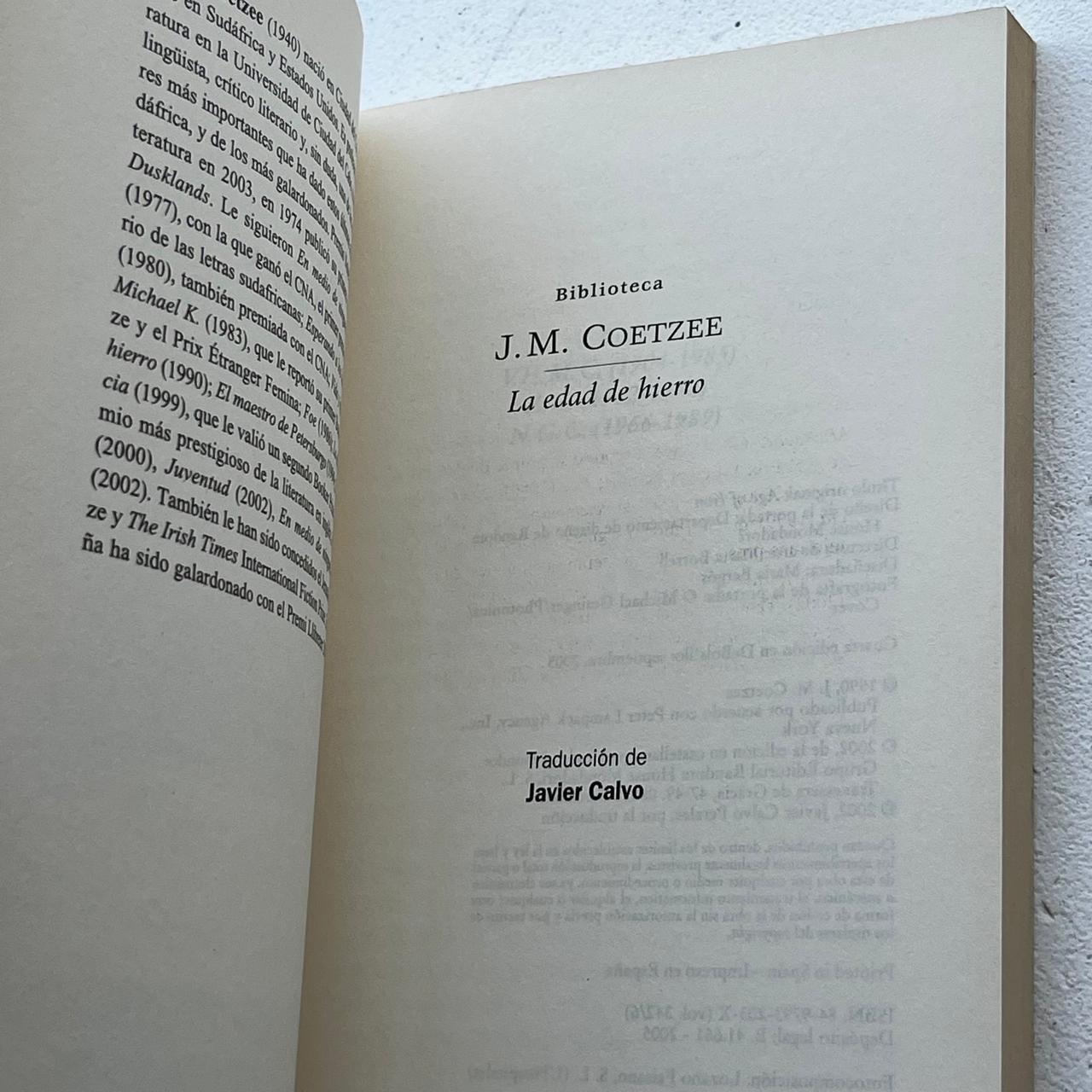 La edad de Hierro - J.M. Coetzee - DeBolsillo - Libro Usado