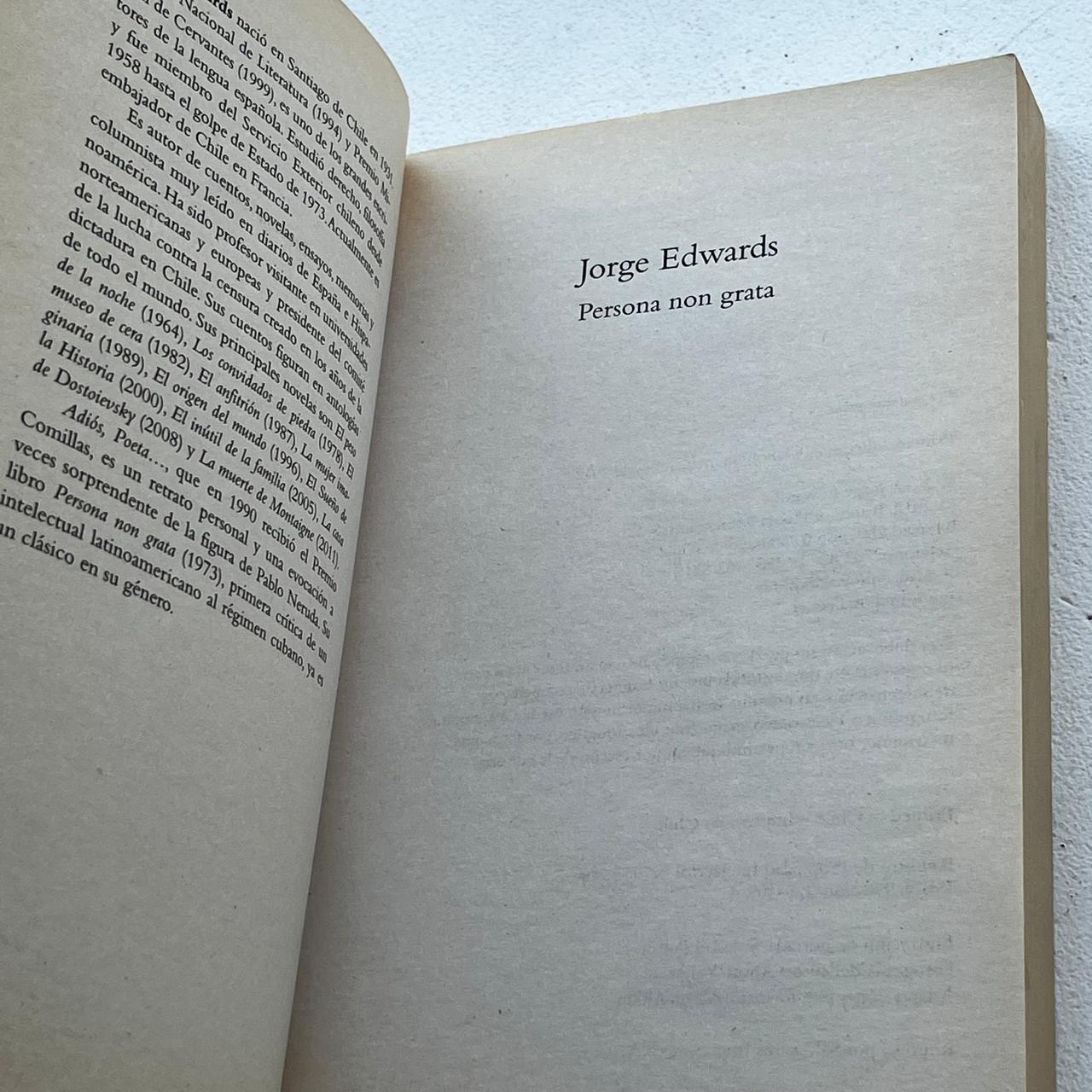 Persona non grata  - Jorge Edwards - DeBolsillo - Libro Usado