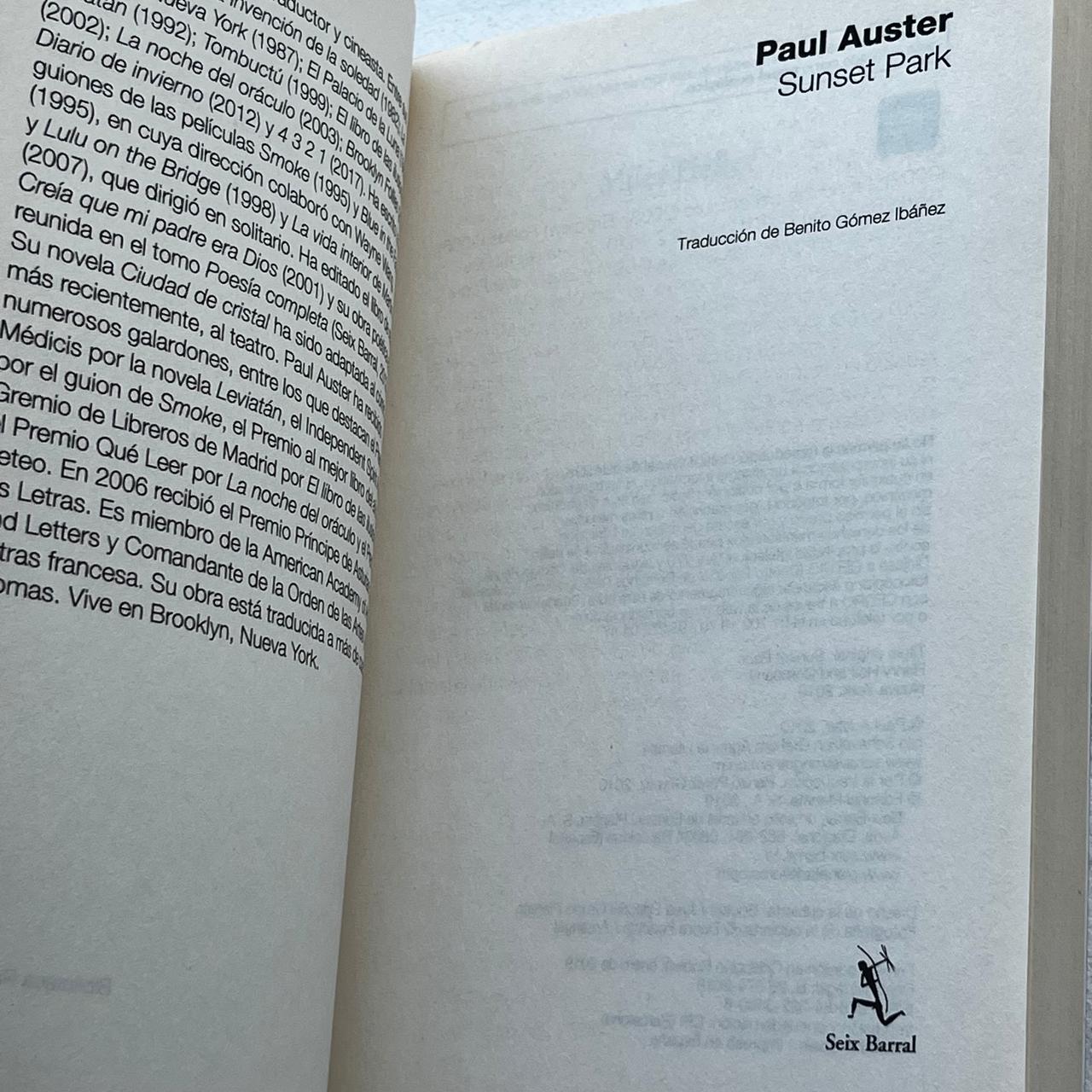 Sunset Park - Paul Auster - Seix Barral - Libro Usado