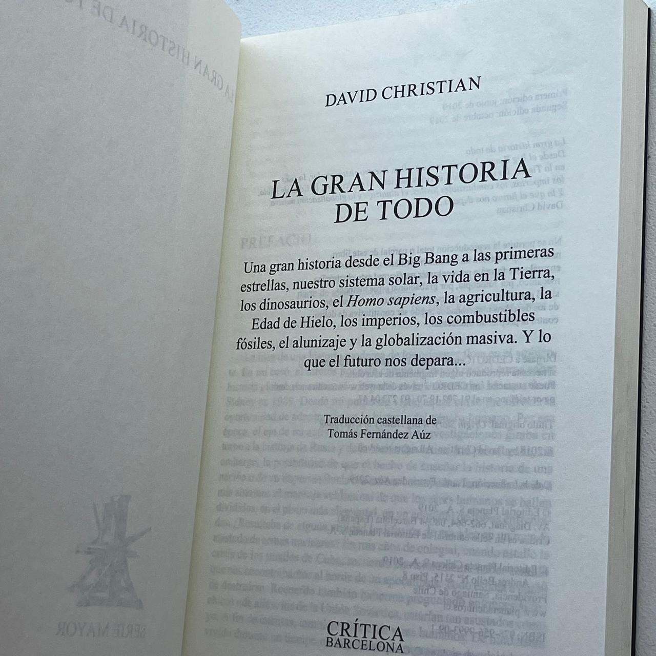 La gran historia de todo - David Christian - Crítica - Libro Usado