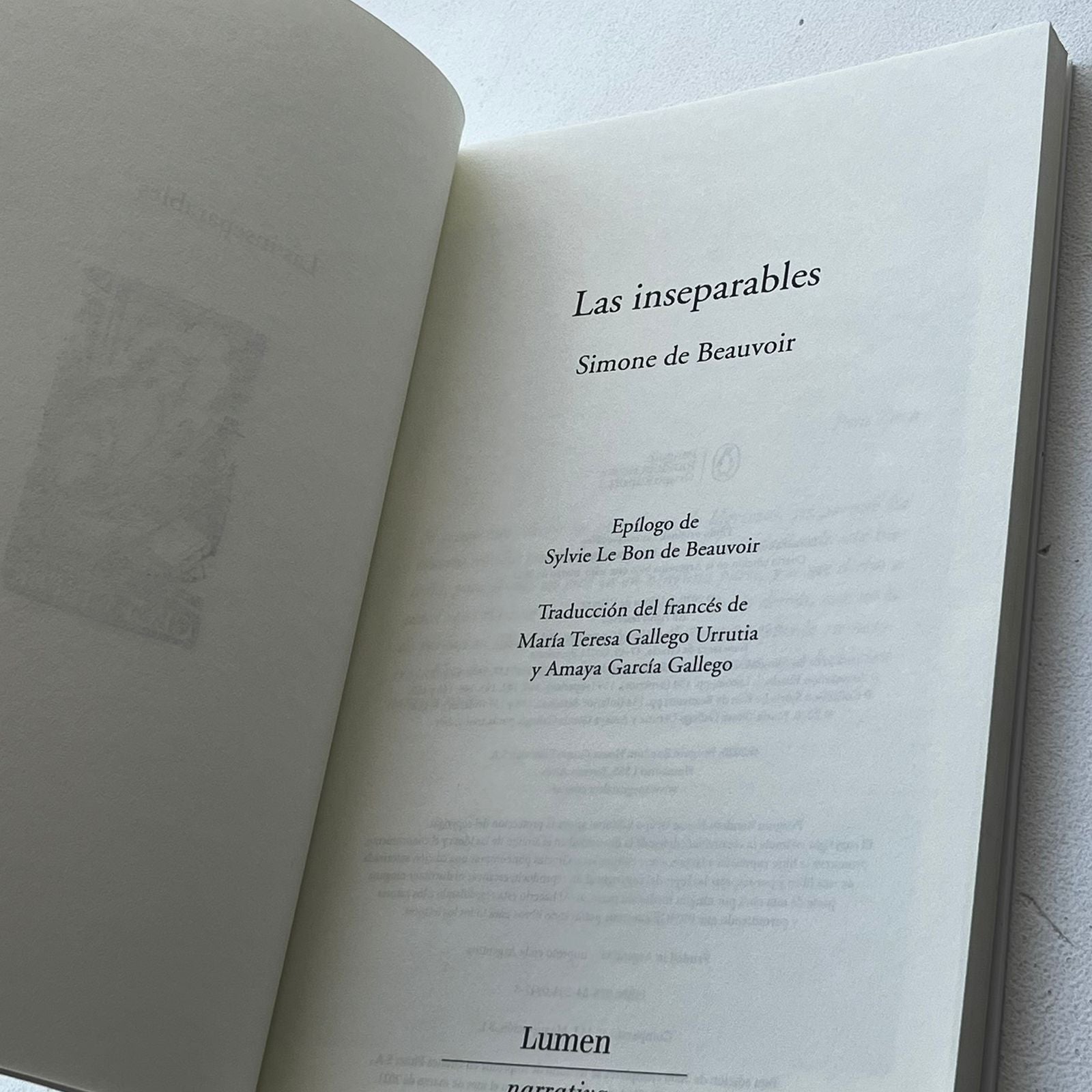 Las inseparables - Simone de Beauvoir - Lumen - Libro Usado