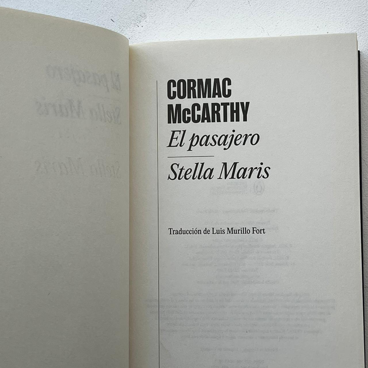 El pasajero / Stella Maris - Cormac McCarthy - Literatura Random House - Libro Usado