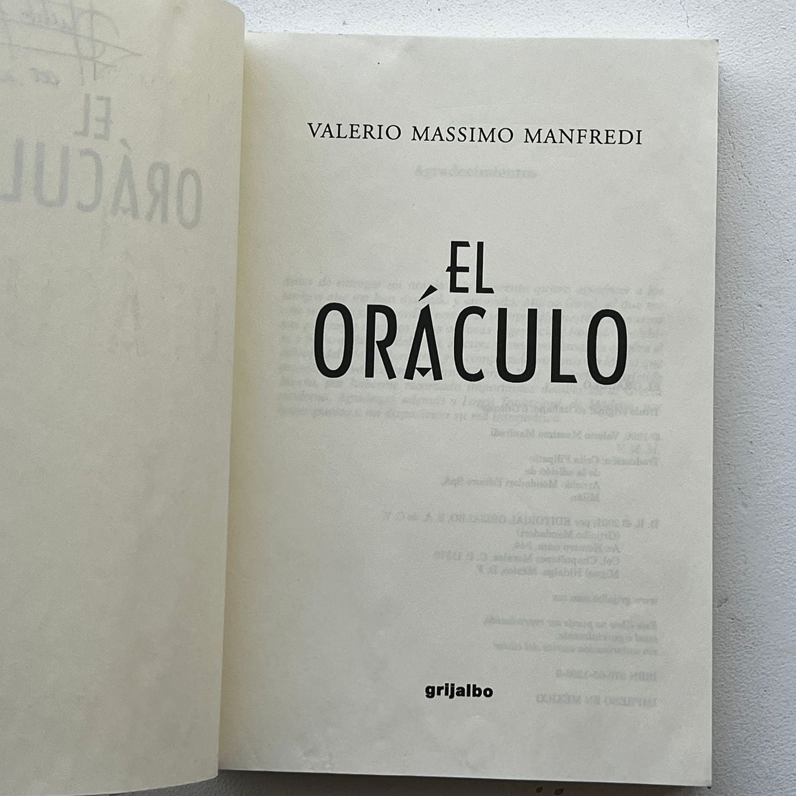 El oráculo - Valerio Massimo Manfredi - Grijalbo - Libro Usado