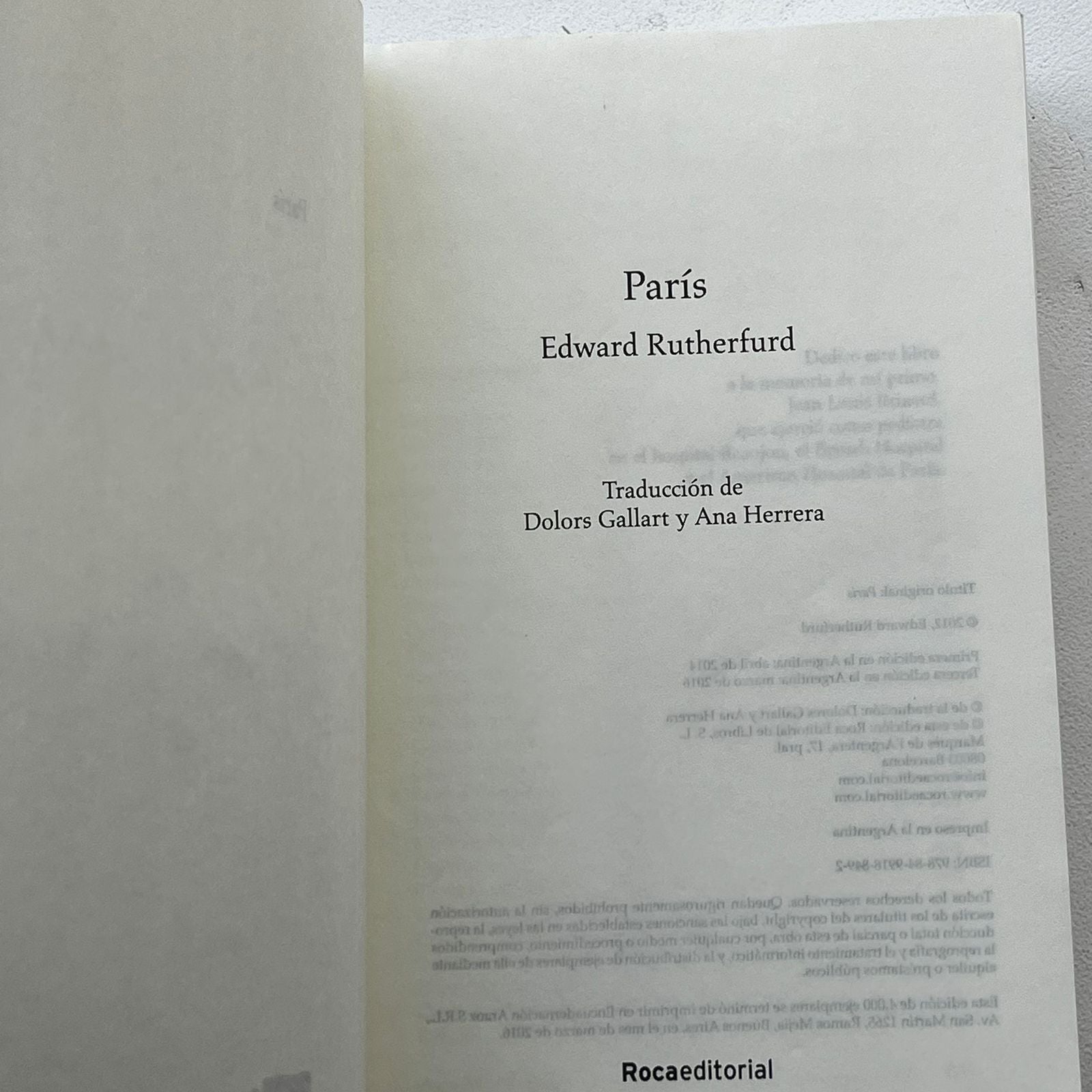 París - Edward Rutherfurd - Roca Editorial - Libro Usado