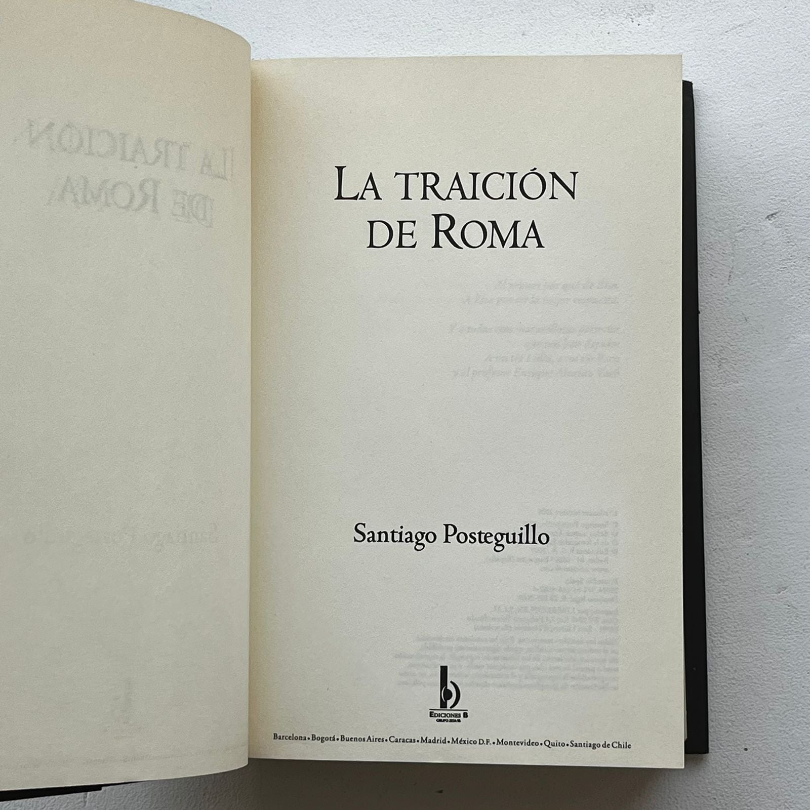 La traición de Roma (Africanus III) - Santiago Posteguillo - Ediciones B - Tapa Dura - Libro Usado